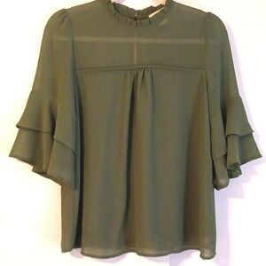 Monteau "Olive" Green Blouse in Size Small